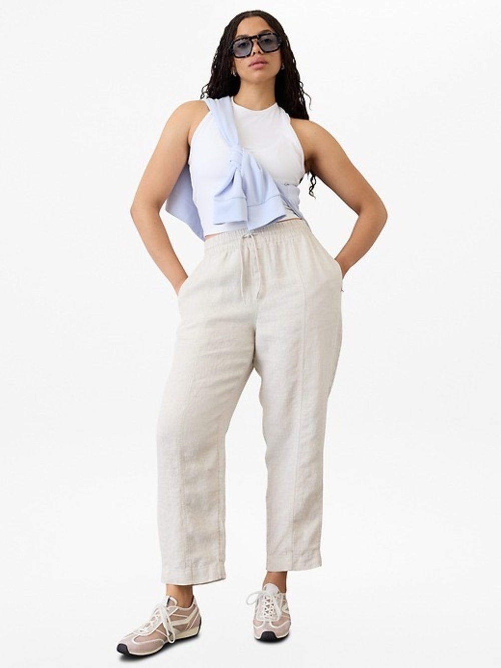 NWT Athleta Retreat Linen Ankle Pant in Cream Neutral Women’s Size 1X High Rise